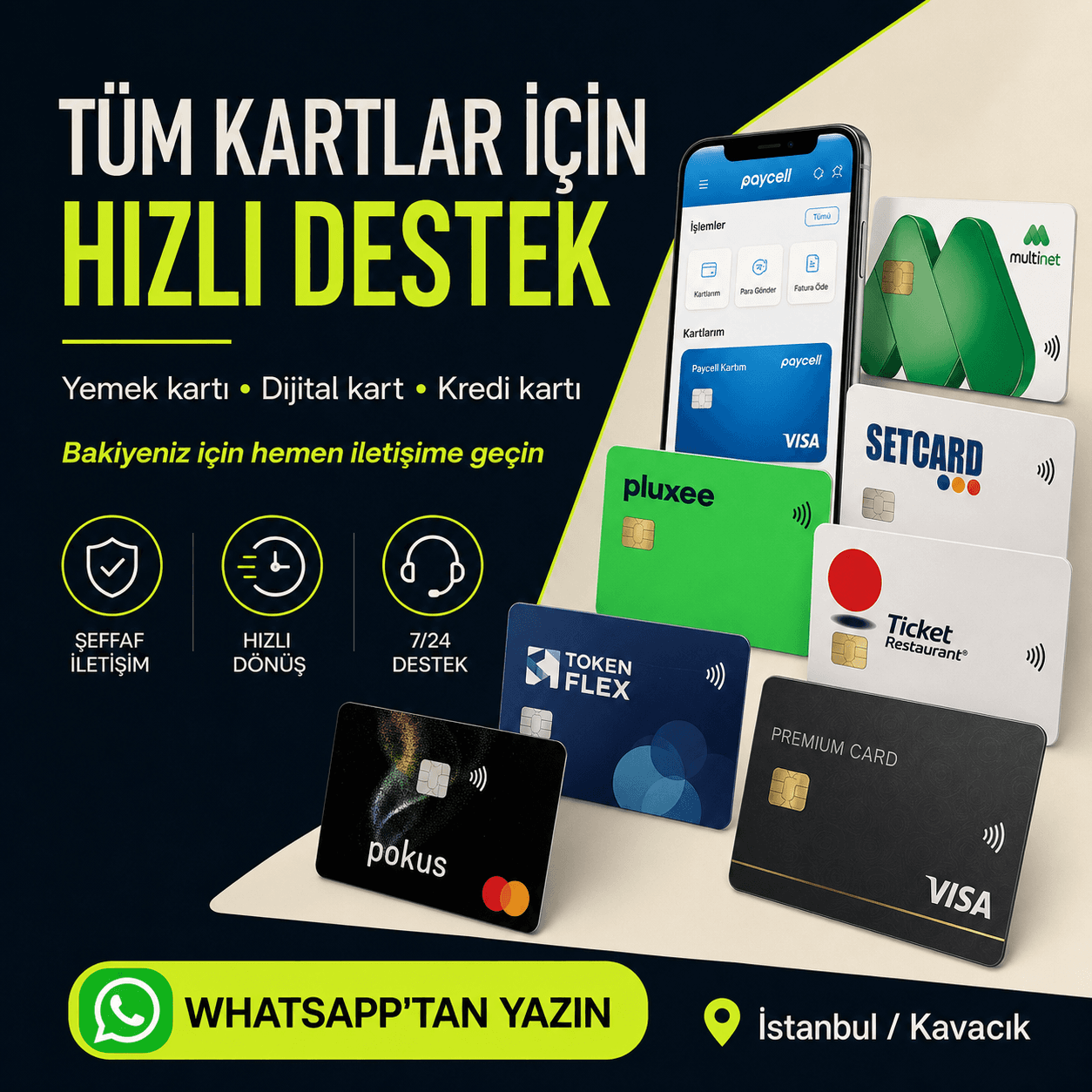 Tüm kartlar için hızlı destek